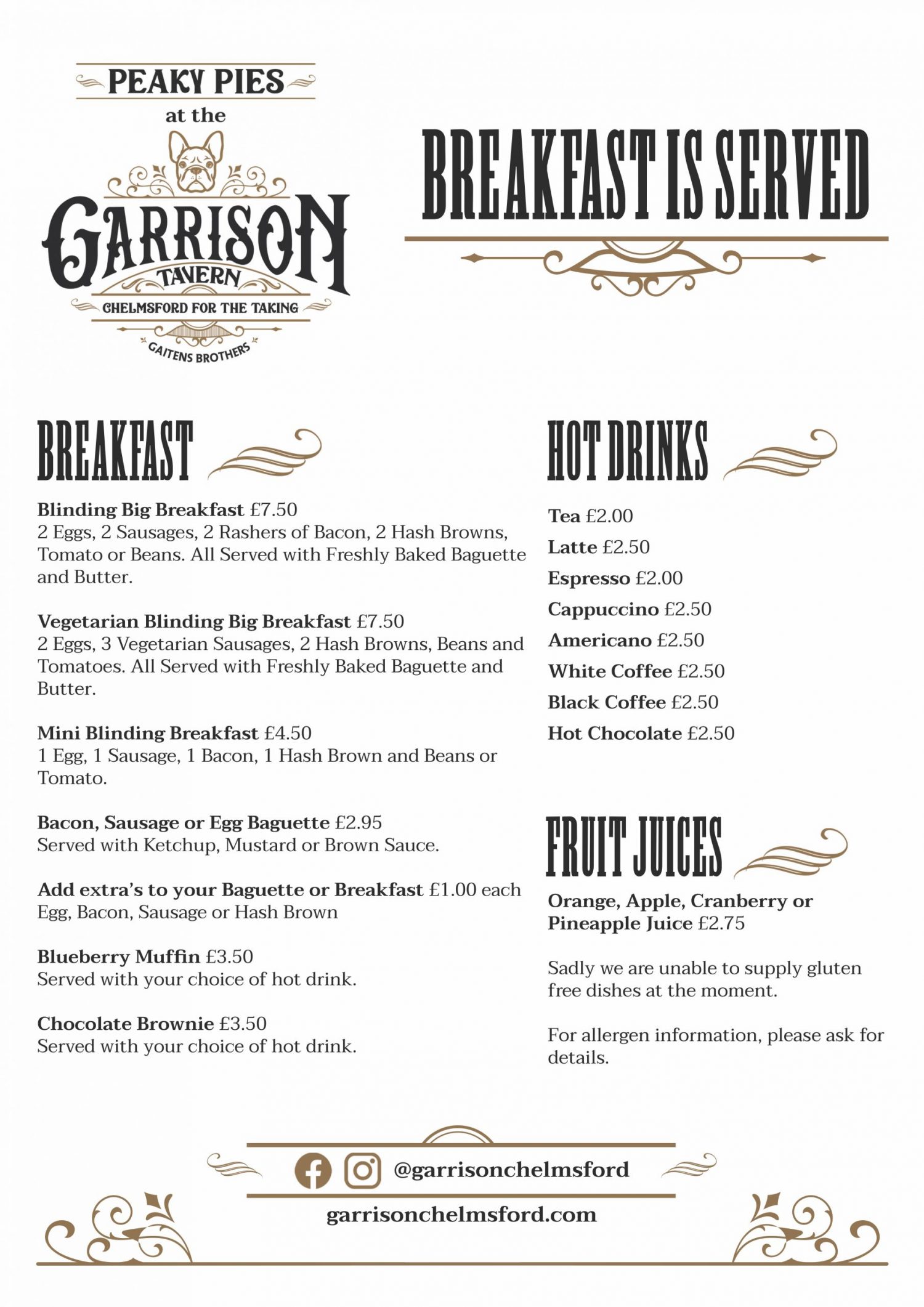 Breakfast Garrison Chelmsford